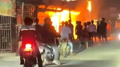 Bangunan Permanen Terbakar di Karang Sari Gunung Maligas